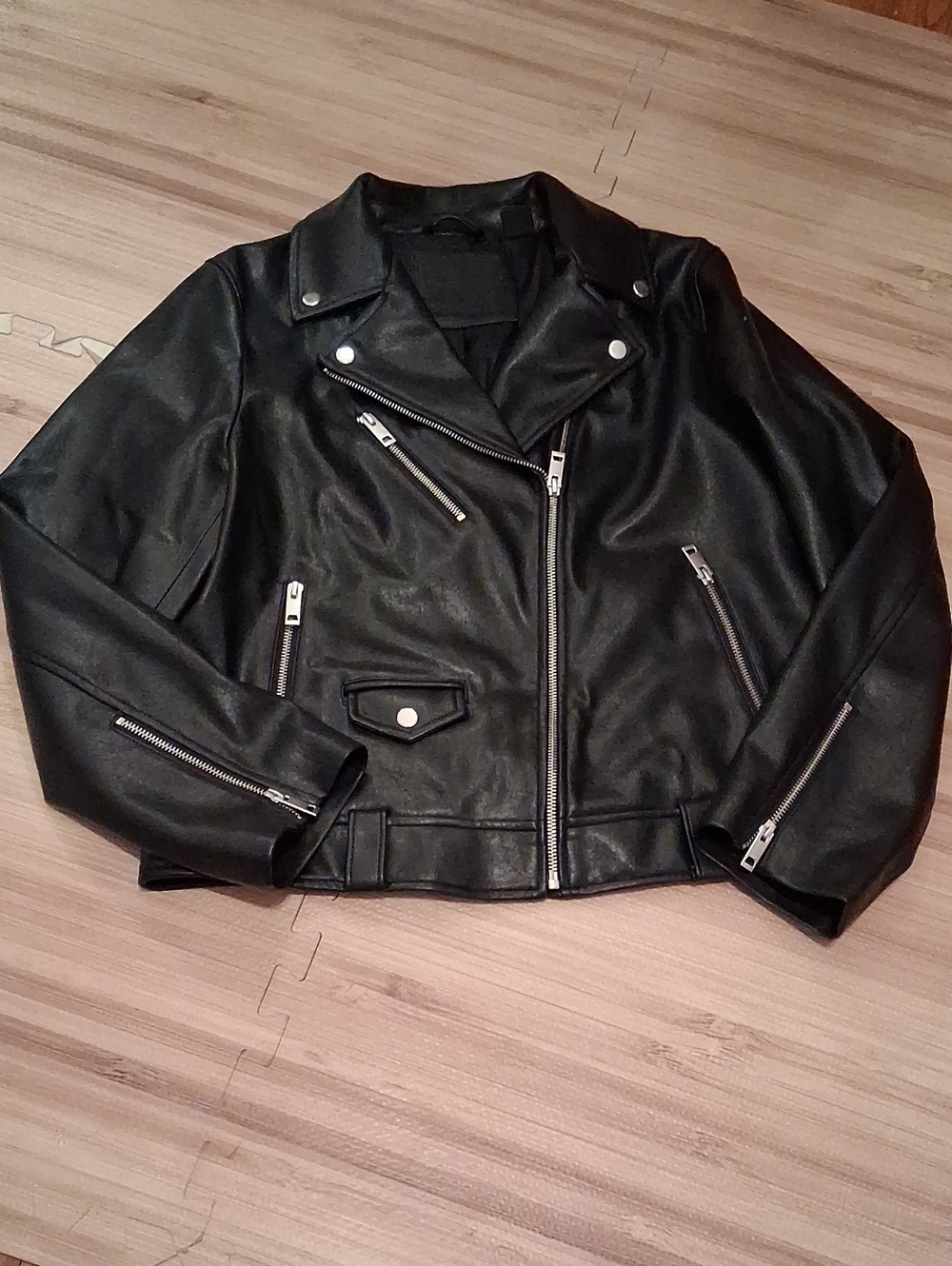Levi's Black Leather Moto Jacket with Silver Hardware